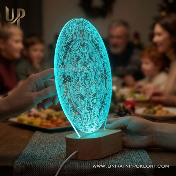 Astečki kalendar - noćna LED lampa - Unikatni Pokloni drevni kalendar maya Tzolkin Majanski kalendar