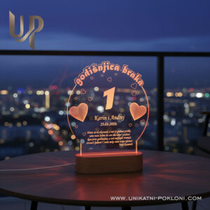 Personalizirana LED lampa - Poklon za 1. godišnjicu braka 20 dar za godišnjicu veze i braka