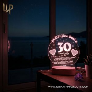 Poklon za 30. godišnjicu braka - Personalizirana LED lampa - Unikatni pokloni najbolji dar za 30. godišnjicu