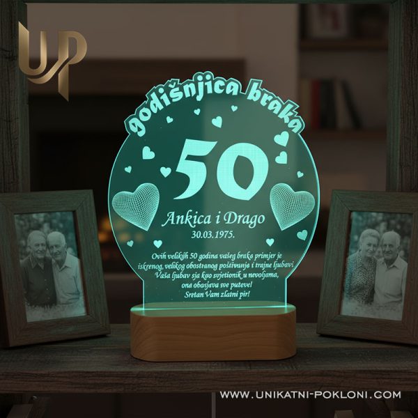 Personalizirana LED lampa - Poklon za 50. godišnjicu braka 7 najbolji poklon za 50 godišnjicu braka
