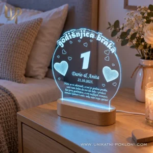 POKLON ZA 1 GODIŠNJICU BRAKA, PERSONALIZIRANA LED LAMPA - Unikatni pokloni odličan poklon za godišnjicu braka