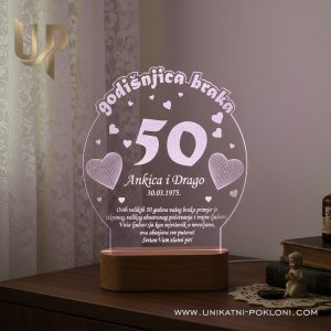 Personalizirana LED lampa - Poklon za 50. godišnjicu braka 23 originalni poklon za 50 godišnjicu braka