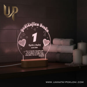 Personalizirana LED lampa - Poklon za 1. godišnjicu braka 21 poklon za 1 obljetnicu braka