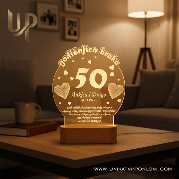Personalizirana LED lampa - Poklon za 50. godišnjicu braka 10 poklon za 50. godišnjicu braka