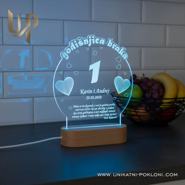 Personalizirana LED lampa - Poklon za 1. godišnjicu braka 2 poklon za prvu godišnjicu braka