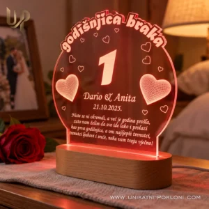 POKLON ZA 1 GODIŠNJICU BRAKA, PERSONALIZIRANA LED LAMPA - Unikatni pokloni sretna prva godišnjica braka
