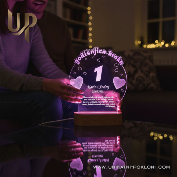 Personalizirana LED lampa - Poklon za 1. godišnjicu braka 9 super poklon za godišnjicu