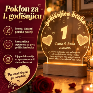 POKLON ZA 1 GODIŠNJICU BRAKA, PERSONALIZIRANA LED LAMPA - Unikatni pokloni unikatni poklon za 1. godišnjicu braka