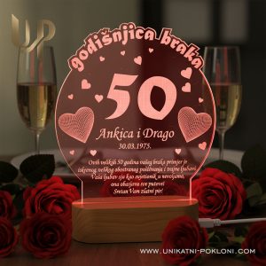 Personalizirana LED lampa - Poklon za 50. godišnjicu braka 22 unikatni poklon za 50 godišnjicu braka