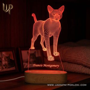 Poklon za ljubitelje mačaka- Personalizirana LED lampa - Unikatni Pokloni Cal lover gift