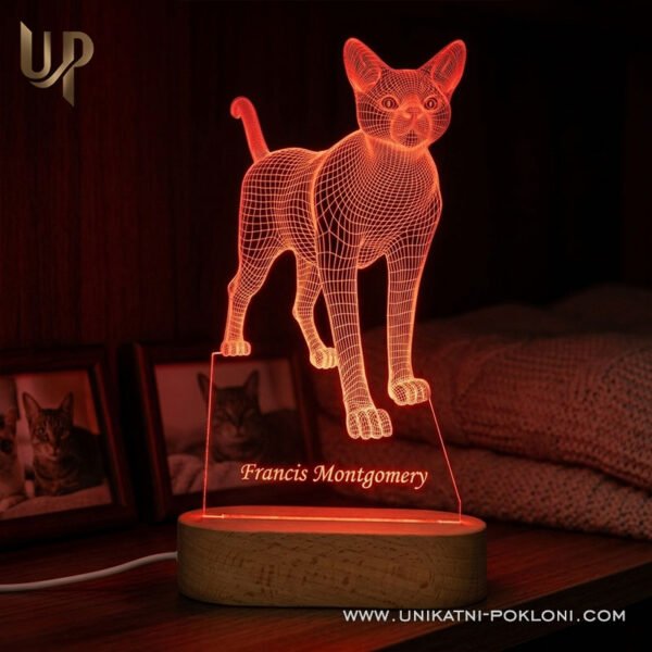Poklon za ljubitelje mačaka- Personalizirana LED lampa - Unikatni Pokloni Cal lover gift