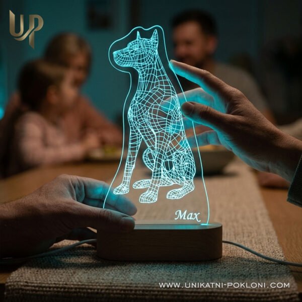 Doberman - Personalizirana LED lampa za ljubitelje i vlasnike dobermana - Unikatni Pokloni Personalizirana LED lampa s motivom dobermana za ljubitelje pasa