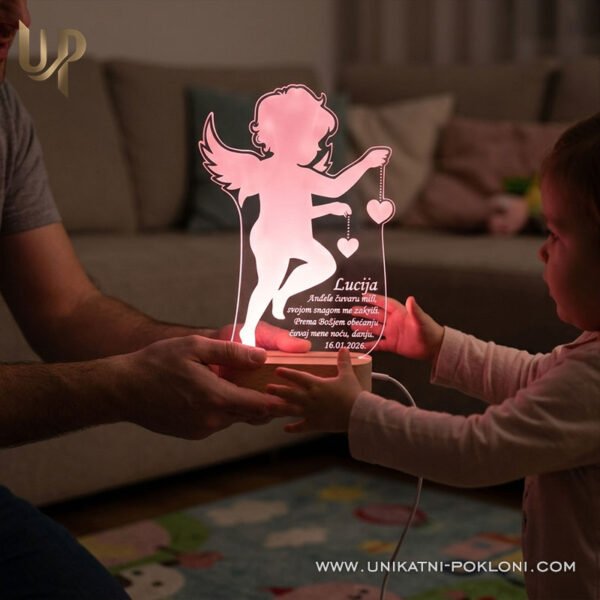 Anđeo čuvar - Personalizirana LED lampa - Unikatni Pokloni Personalizirani pokloni za djecu