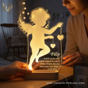 Anđeo čuvar - Personalizirana LED lampa - Unikatni Pokloni Poklon za dijete