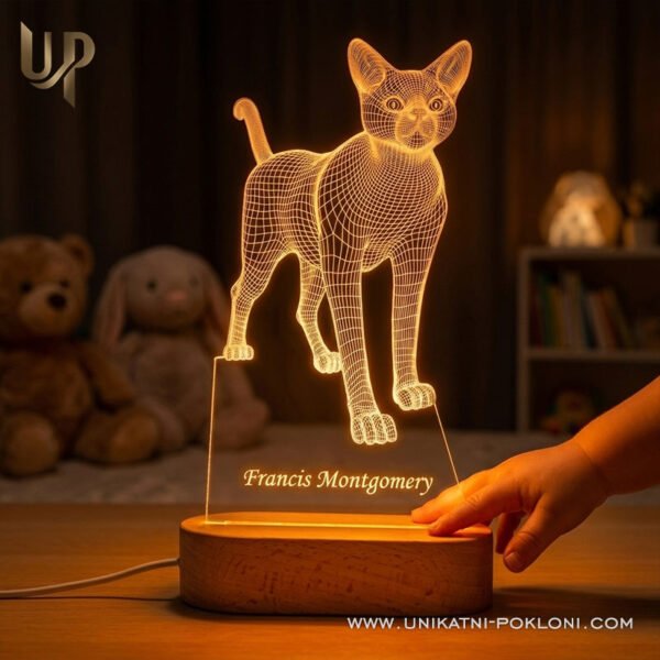 Poklon za ljubitelje mačaka- Personalizirana LED lampa - Unikatni Pokloni Poklon za ljubitelja mačaka