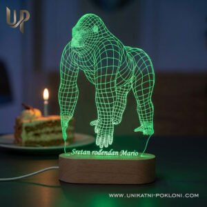 Gorila LED lampa - Personalizirana LED lampa - Unikatni Pokloni Poklon za ljubitelje gorila - personalizirani pokloni