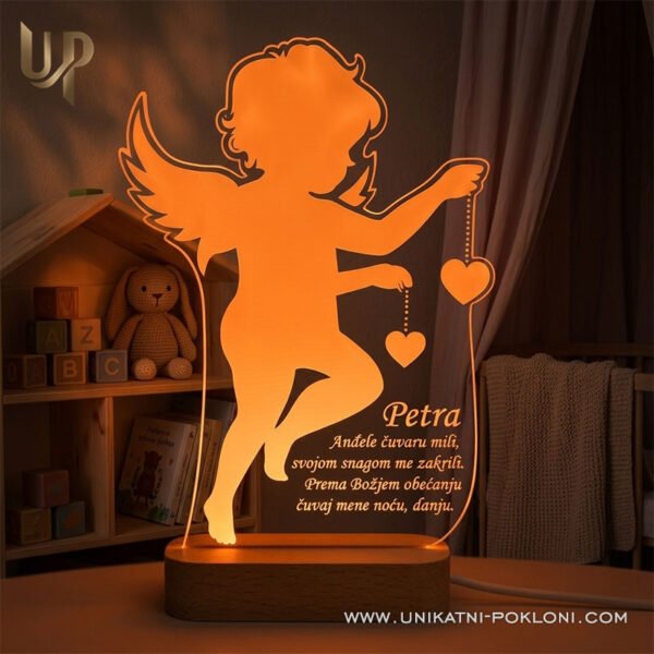 Anđeo čuvar - Personalizirana LED lampa - Unikatni Pokloni Što pokloniti malom djetetu