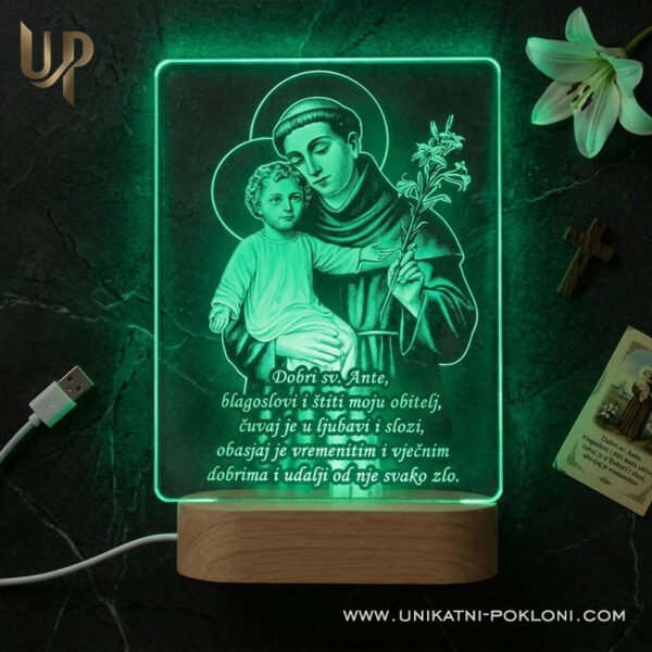 Sveti Ante - Personalizirana LED lampa - Unikatni Pokloni Lampa Sveti Ante
