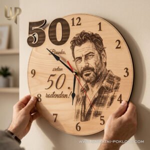 POKLON ZA 50. ROĐENDAN - PERSONALIZIRANI DRVENI SAT - Unikatni pokloni Originalan poklon za 50 rođendan