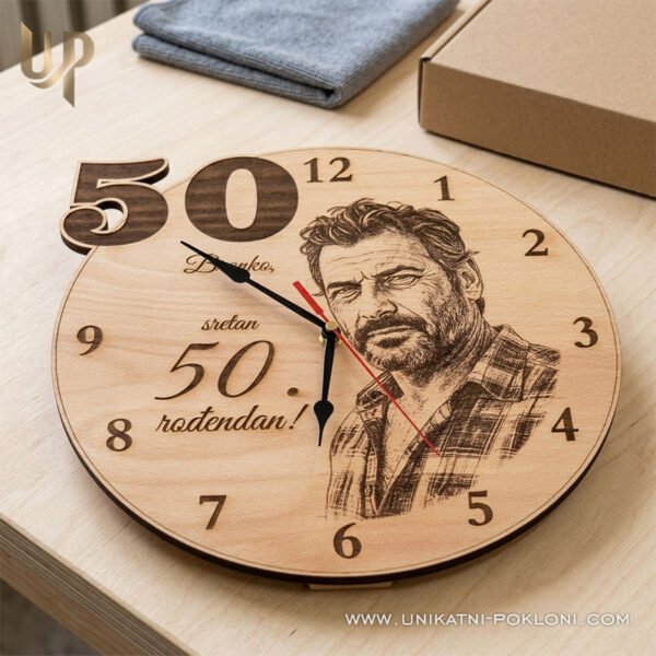 POKLON ZA 50. ROĐENDAN - PERSONALIZIRANI DRVENI SAT - Unikatni pokloni Što pokloniti za 50 rođendan