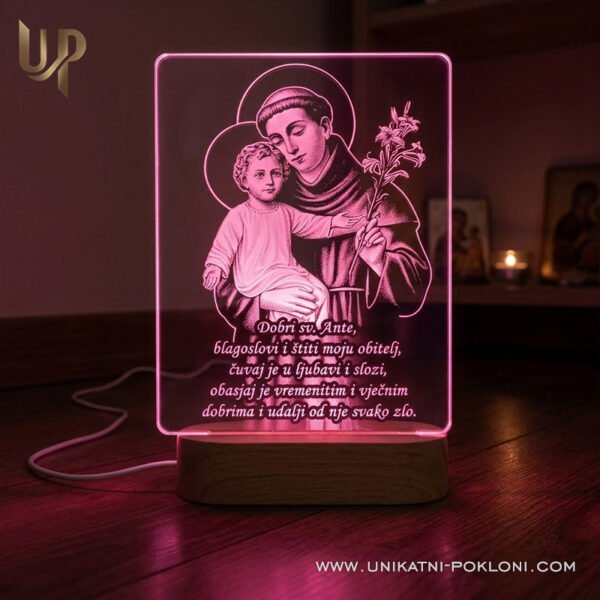 Sveti Ante - Personalizirana LED lampa - Unikatni Pokloni Sveti Ante - zaštitnik obitelji