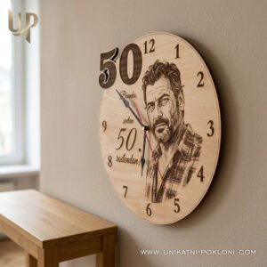 POKLON ZA 50. ROĐENDAN - PERSONALIZIRANI DRVENI SAT - Unikatni pokloni Unikatan poklon za 50 rođendan