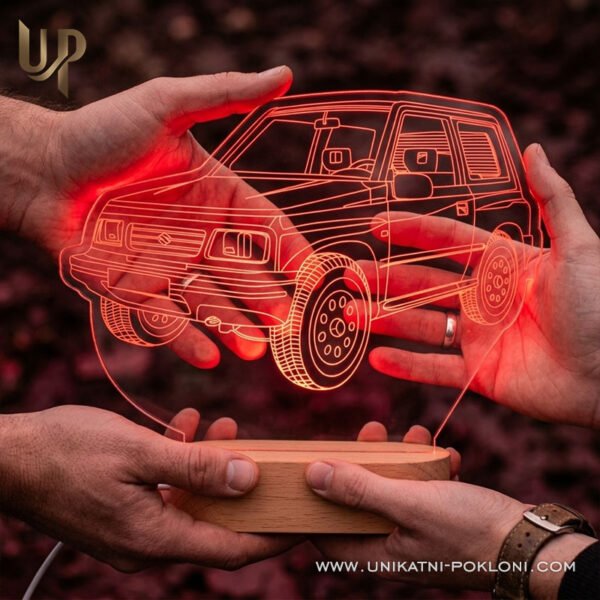 Personalizirana LED lampa - Ambijentalna lampa sa slikom vašeg auta - Unikatni Pokloni Moj auto na lampi