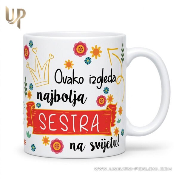 Personalizirana keramička šalica Najbolja sestra na svijetu - personalizirani poklon