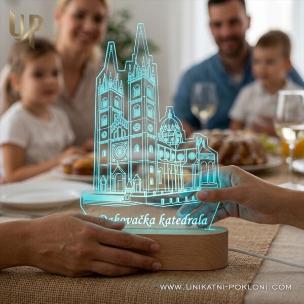 Đakovačka katedrala - ambijentalna LED noćna lampa 2 Đakovačka katedrala - Vjerski personalizirani pokloni
