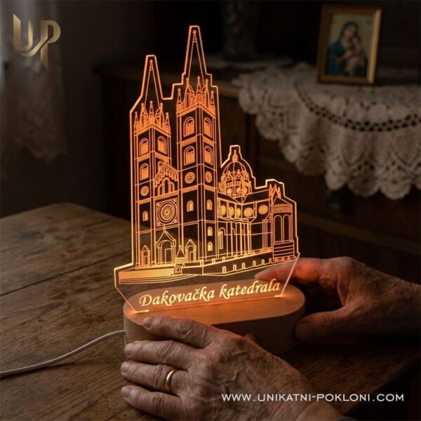 Đakovačka katedrala - ambijentalna LED noćna lampa 6 Đakovačka katedrala - Vjerski personalizirani pokloni
