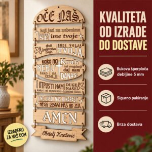 Oče naš - Vjerski poklon za obitelj i vjernike - Unikatni pokloni Oče naš - personalizirani pokloni za najmilije