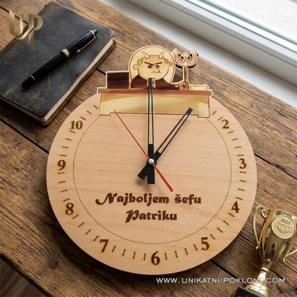 Poklon za šefa - Personalizirani drveni sat "Najbolji šef" - Unikatni pokloni Poklon za šefa - Personalizirani drveni sat "Najbolji šef" - personalizirani poklon