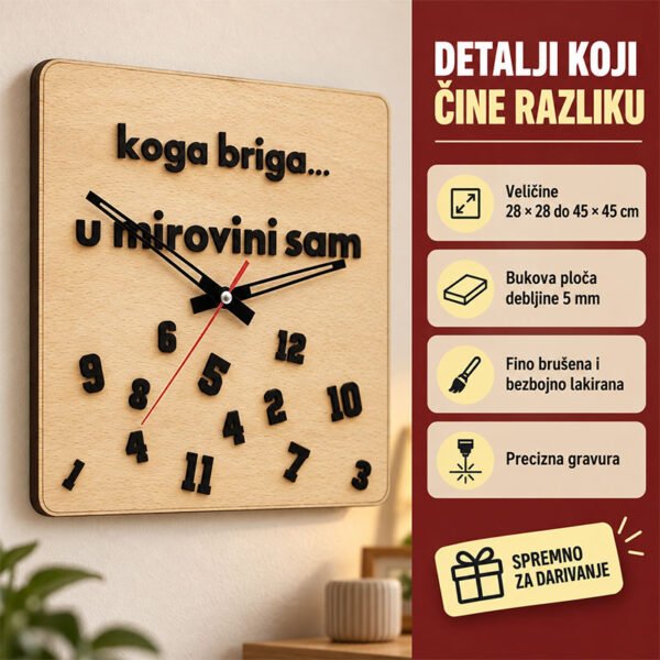 Personalizirani drveni sat - "Penzionerski" sat - poklon za odlazak u mirovinu - Unikatni pokloni Personalizirani drveni sat - "Penzionerski" sat - poklon za odlazak u mirovinu - personalizirani poklon