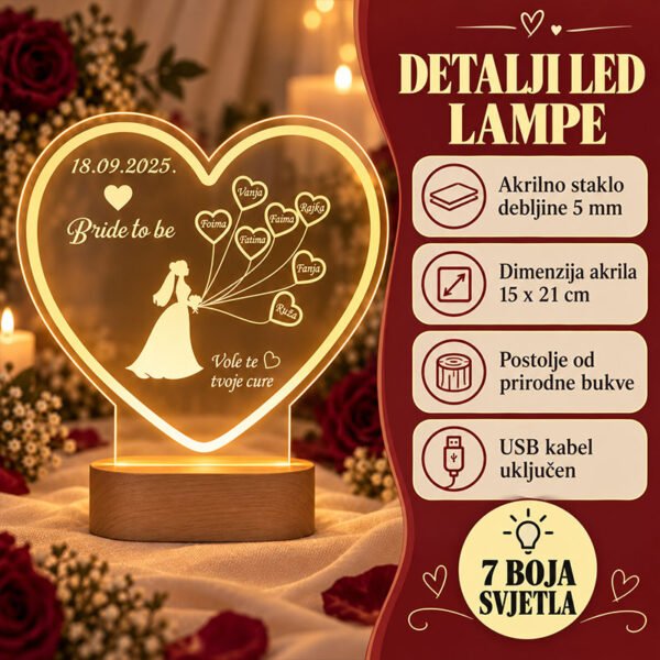 Personalizirana LED lampa - Bride to be - Unikatni pokloni Personalizirana LED lampa - Bride to be - personalizirani poklon