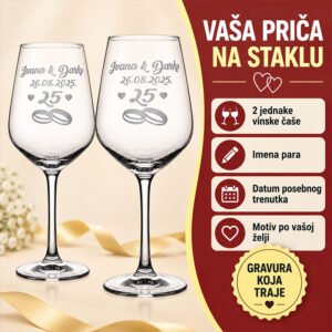 Elegantne vinske čaše s gravurom - Unikatni pokloni Elegantne vinske čaše s gravurom - Slika 8