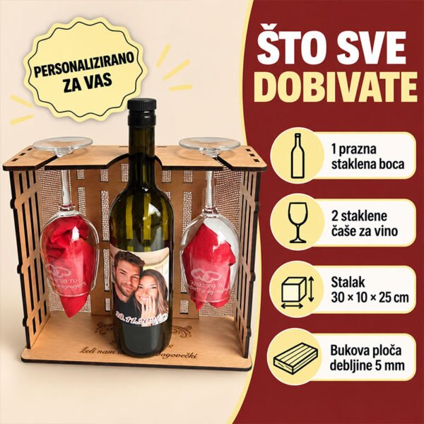 Set za vino + 2 čaše - Unikatni pokloni Set za vino + 2 čaše - personalizirani poklon