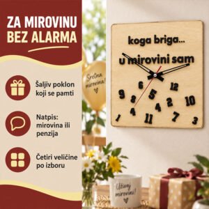 Personalizirani drveni sat - "Penzionerski" sat - poklon za odlazak u mirovinu - Unikatni pokloni Personalizirani drveni sat - "Penzionerski" sat - poklon za odlazak u mirovinu - Slika 4