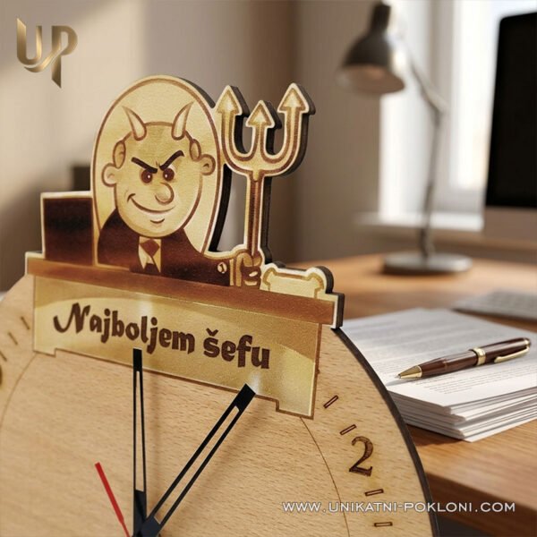 Poklon za šefa - Personalizirani drveni sat "Najbolji šef" - Unikatni pokloni Poklon za šefa - personalizirani poslovni pokloni
