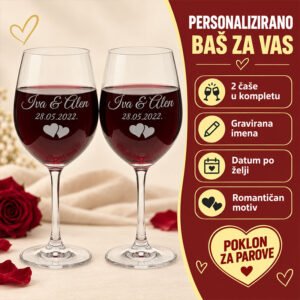 Vinske čaše za parove s imenima mladenaca - Unikatni pokloni Vinske čaše za parove s imenima mladenaca - Slika 7