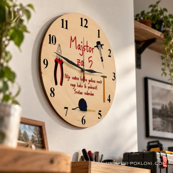 Personalizirani drveni SAT za majstora - Unikatni pokloni Originalan poklon za majstora