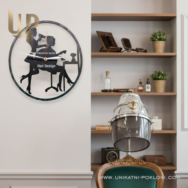 Personalizirani drveni sat - Frizerski salon 5 Poklon za frizere