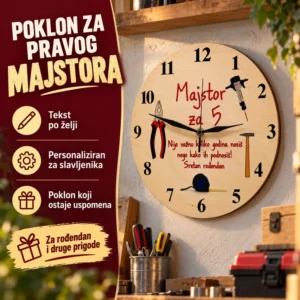 Personalizirani drveni SAT za majstora - Unikatni pokloni Poklon za pravog majstora