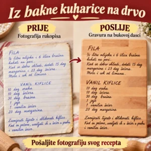 Bakini recepti - Kuhinjska daska za rezanje s graviranim rukopisom vaše bake