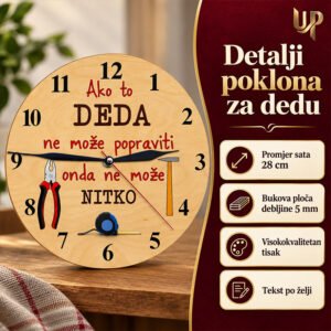 Poklon za DEDU - Personalizirani drveni sat: Ako to DEDA ne može popraviti - Unikatni pokloni Poklon za DEDU - Personalizirani drveni sat: Ako to DEDA ne može popraviti - Slika 4
