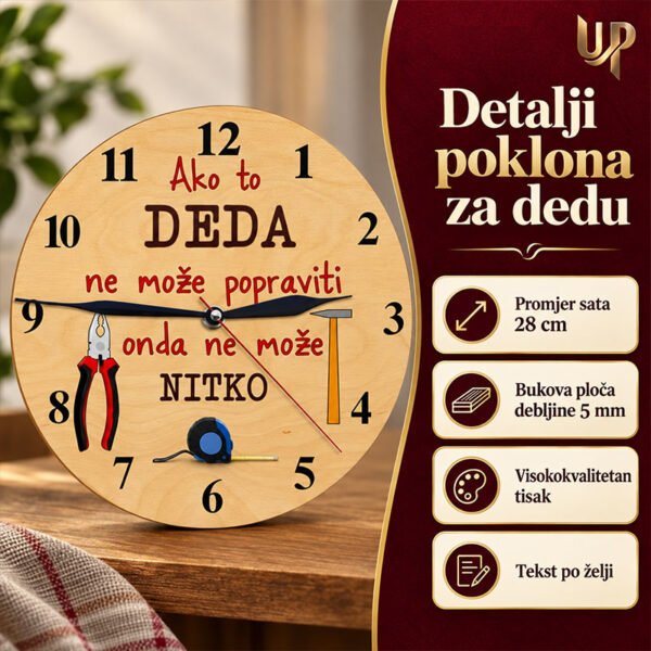 Poklon za DEDU - Personalizirani drveni sat: Ako to DEDA ne može popraviti - Unikatni pokloni Poklon za DEDU - Personalizirani drveni sat: Ako to DEDA ne može popraviti - personalizirani poklon