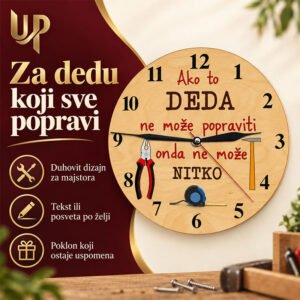 Poklon za DEDU - Personalizirani drveni sat: Ako to DEDA ne može popraviti - Unikatni pokloni Poklon za DEDU - Personalizirani drveni sat: Ako to DEDA ne može popraviti - Slika 5