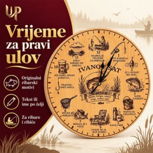 Originalan poklon za ribare i ribiče - personalizirani drveni sat - Unikatni pokloni Originalan poklon za ribare i ribiče - personalizirani drveni sat - Slika 3