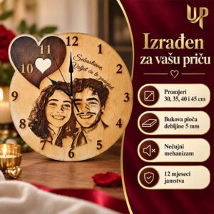 Personalizirani drveni sat - Sat ljubavi - Unikatni pokloni Personalizirani drveni sat - Sat ljubavi - Slika 5