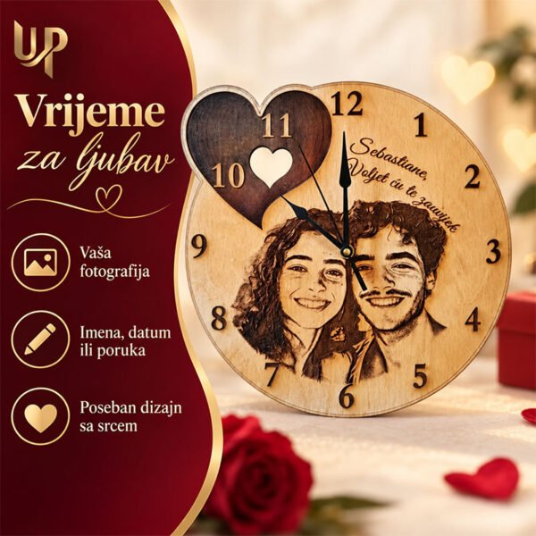 Personalizirani drveni sat - Sat ljubavi - Unikatni pokloni Personalizirani drveni sat - Sat ljubavi - personalizirani poklon