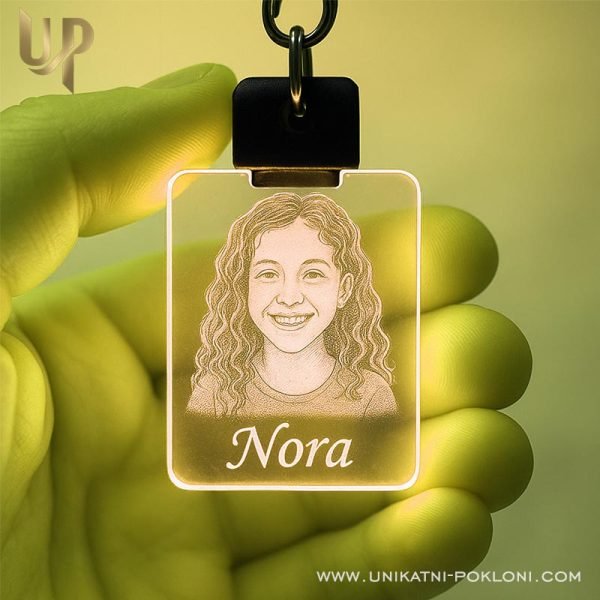 foto privjesak led sa graviranom slikom